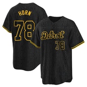 Replica Bailey Horn Men's Detroit Tigers Snake Skin City Jersey - Black