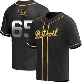 Replica Chase Lee Men's Detroit Tigers Alternate Jersey - Black Golden