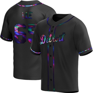 Replica Chase Lee Men's Detroit Tigers Alternate Jersey - Black Holographic