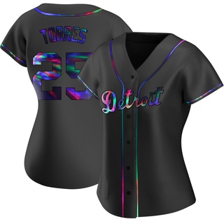 Replica Gleyber Torres Women's Detroit Tigers Alternate Jersey - Black Holographic