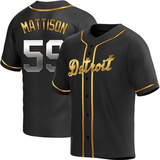 Replica Tyler Mattison Men's Detroit Tigers Alternate Jersey - Black Golden