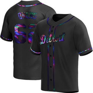 Replica Tyler Owens Men's Detroit Tigers Alternate Jersey - Black Holographic